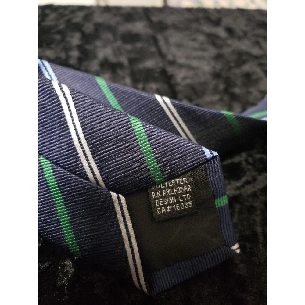 Blue Guru Skinny Striped Neck Tie Mens Blue Green Career Wear Dress Shirt